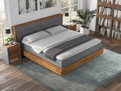 Boxspringbett mit Holz