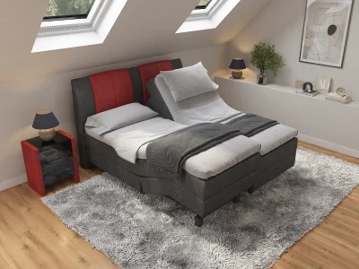 Boxspringbett Lüneburg in Echtleder mit Motor